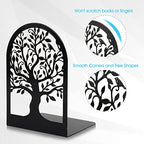 HappyHapi Book Ends, Metal Bookends for Shelves Decorative, Tree Stopper for Heavy Books, Black Ends to Hold Books for Home Office, 6.5 X 4.7 X 3.5 Inch(3 Pairs/6 Pcs, Large)