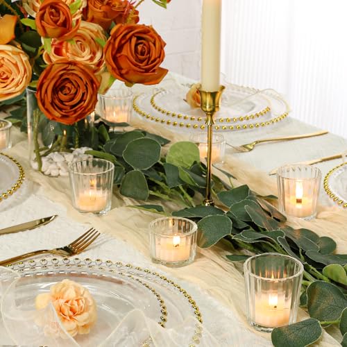 SUPMIND 24 Pcs Ribbed Clear Votive Candle Holders – Glass Tea Light Candle Holder for Weddings, Baby Showers, Home Decor, Party Centerpieces, and Table Decoration - color: Clear