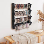4-Tier Wooden Bracelet Holder Wall-Mounted – Black Jewelry Display Stand for Bracelets, Bangles, Watches– Rustic Wall Jewelry Organizer for Home, Store, or Craft Show – Bracelet Display Rack - style: Wall-Mounted–Black