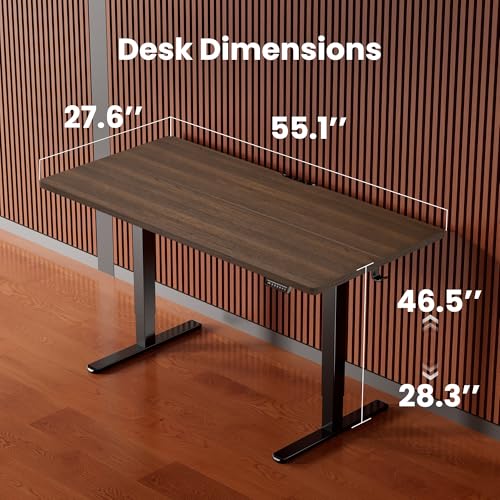 ErGear Height Adjustable Electric Standing Desk, 55 x 28 Inches Sit Stand up Desk, Memory Computer Home Office Desk, Dark Walnut - color: Dark Walnut, size: 55.1 X 27.6 Inches