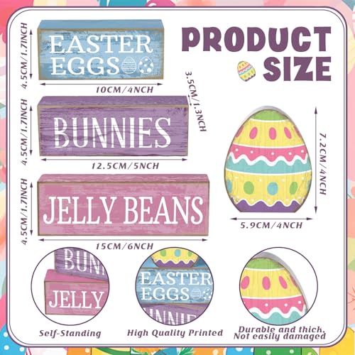 Lineshading 4 Pcs Easter Table Decoration Wooden Pastel Egg - No Assembly Required Reusable Happy Easter Tiered Tray Decor, Perfect for Home Kitchen Shelf Party Farmhouse Centerpieces & Holy Week Gift - style: Easter Egg