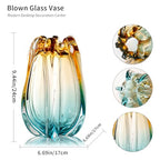 Hand Blown Glass Flower vases, Unique Glass vases, Wide Mouth vases, Small Modern Art Deco Glass vases for Home Living Room, Office, Table centerpieces, Bookshelves and Wedding Decorations