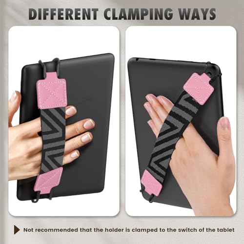 MoKo Security Hand-Strap for 9-11 Inch Tablet - iPad/Pro/iPad Air/Kindle Fire HD/Samsung/Lenovo, High-Elasticity Versatile Hand Strap Lightweight Finger Grip Holder, Pink - color: Pink, style: Patterned Strap