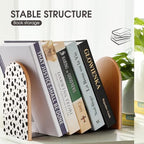 Wooden Bookends 2 Pcs,Black Hearts and Cute Dots Heavy Duty Office Book Ends Anti Slip Book Shelf Holder with Metal Base Decorative Book Stands - color: Black Hearts and Cute Dots
