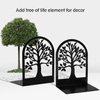 Happyhapi Book Ends, Metal Book Ends to Hold Books, Tree Decorative Bookends for Shelves, Black Book Stopper Bookend for Heavy Books, Book Holder for Shelf Home Office, 6.8 x 4.7 x 3.5(3 Pair/6 Pcs)