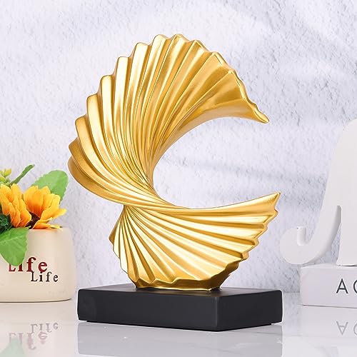 Gold Wave Sculpture,Modern Ocean Wave Home décor Accents Ornament,Resin Art Statue Home Decor Aesthetic,Shelf Decor,Coffee Table Decor Tv Stand Decor Adornos para Sala Modernos - color: Gold