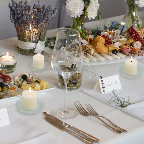 Candleholder Glass Candle Holder Plates Set of 6, Round Glass Candle Tray Plates for Dining Wedding Christmas Party Evening Light, Clear - color: Clear