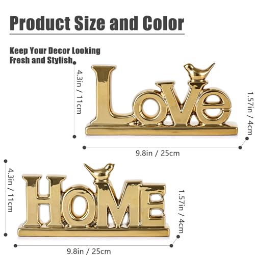 XMGZQ Love Sign Decoration,Gold Love Signs for Home Decor Statue,Gold Bird Sculpture Personalized Love Decor,Gold Style Figurine Decorative Ornaments for Living Room,Bedroom,Desktop (2 Pcs, Gold) - color: Gold, style: 2 Pcs