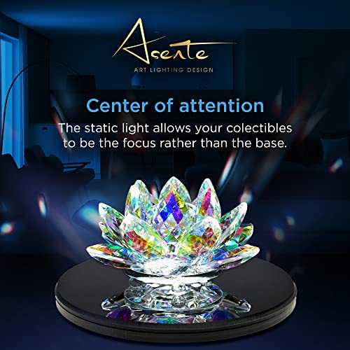 19 LED White Light Stand Base - Circular Illuminated Display Pedestal for 3D Crystal Glass Art - LED Light Base & Crystal Display Stand, AC/USB Plug Operated Lighted Acrylic, Crystal Base Black - style: White Lights