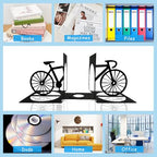 Metal Bicycle Bookend, Bike Bookends, Bicycle Bookends Pair in Metal, Bike Book Ends for Shelves, Heavy Book Supports, Book Organizer, Black Book Holders for Home Office