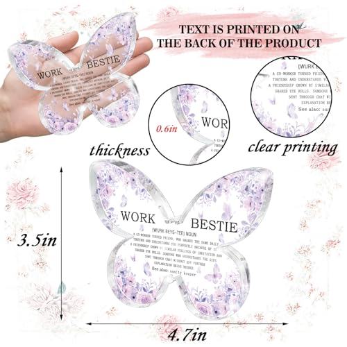 Work Bestie Butterfly Acrylic Desk Sign - Purple Office, Cubicle Decor for Women, Remote Work Companion, Funny Office Gifts for Women Coworker Employee Friend 4.7 x 3.2 inch - color: purple48