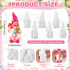 Arrowbash 6 Pcs Garden Ceramics to Paint Ready to Paint Your Own Gnome Statues 5.12 Wildflowers Theme Paintable Figurines DIY Unpainted Ceramics Plaster Crafts Kit with Brush Palette - style: Garden