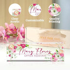 Personalized Desk Name Plate - Custom Gifts for Professionals & Employees - color: Flower 1