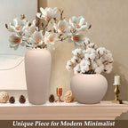 Tall Ceramic Vase 12 Inch Neutral Textured Vase,Cream Ceramic Vase for Home Decor,Farmhouse Tall Ceramic Flower Vase for Dining Table,Living Room,Kitchen,Bedroom,Entryway - size: 12 Inch