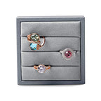 Oirlv Premium Leather Ring Display Stand Small Ring Tray Showcase Jewelry Display Jewelry Holder Home Organizer(Light Grey) - color: Light Grey