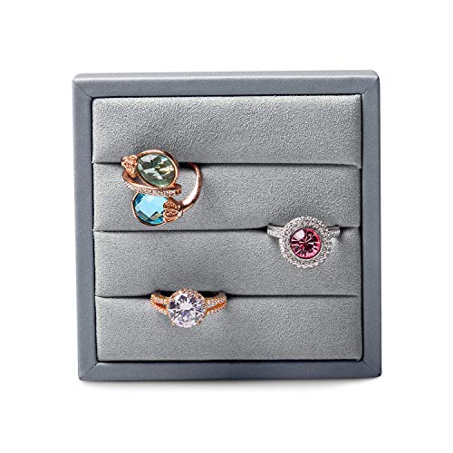 Oirlv Premium Leather Ring Display Stand Small Ring Tray Showcase Jewelry Display Jewelry Holder Home Organizer(Light Grey) - color: Light Grey