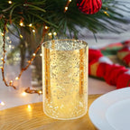 WGVI Hurricane Candle Holder Sleeve, W: 4", Ht: 6", Gold Speckled Glass Cylinder Open Both Ends, Chimney Tube Shade, 1 Piece - size: 4x6"H