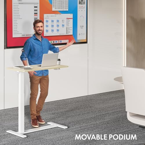 FLEXISPOT H7 Adjustable Overbed Bedside Table with Wheels Pneumatic Mobile Standing Desk Laptop Desk Rolling Computer Cart Movable Overbed Tables Hospital Home Use(27.6" W x 15.7" D, White Wood Grain) - color: White Wood Grain, size: Small