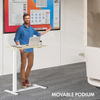FLEXISPOT H7 Adjustable Overbed Bedside Table with Wheels Pneumatic Mobile Standing Desk Laptop Desk Rolling Computer Cart Movable Overbed Tables Hospital Home Use(27.6" W x 15.7" D, White Wood Grain) - color: White Wood Grain, size: Small