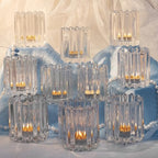 10Pcs Clear Glass Candle Holders - Decorative Ribbed Votive Candle Holders for Warm Glow, Tealight Candle Holder for Wedding Centerpieces Dinner Party Table Decor (for Candles Under 1.8")