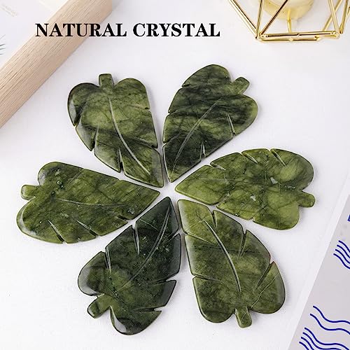 Runyangshi 1PCS Natural Green Jade Stone Hand-Carved Crystal Leaves Sculpture Leaf Shape Crystal Healing Stone Figurines Reiki Gemstone Collection Home Decor Desk Decor - color: 1pcs Green Jade Leaf