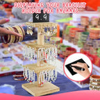 ERTIUANIO Bracelet Holder Display, 3 Tier Wooden Rotating Display Stand for vendors, 60 Hooks for Bracelet, KeyChain, Necklace, Jewelry