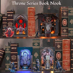 DIY Book Nook Kit Miniature House Dollhouse Kit, Book Nook Kits for Beginners, 3D Wooden Puzzle Booknook Bookend Bookshelf Decor Model Build with Dust Cover (Throne of Blades) - style: Throne of blades