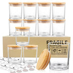 SUPMIND 12 Pack Glass Candle Jars-10oz Clear Empty Candle Jars with Bamboo Lids and Sticky Labels, Bulk Candle Jars for Making Candles Containers - Dishwasher Safe - color: Clear, size: 10oz