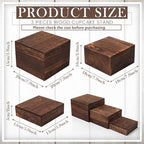 Barydat 6 Pcs Wood Display Risers Rustic Cupcake Stand Food Risers for Buffet Table Wooden Stackable Display Stand Box for Catering Dessert Collectibles Jewelry Figures Show(Burnt Wood Color)
