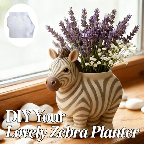 1Pc 3D Zebra Epoxy Resin Casting Jar Mold Cute Animal Candle Holder Silicone Mold for Makeup Brush Succulent Plant Pot Concrete DIY Cement Plaster Art Handmade Safari Home Decor Gifts - color: Zebra Resin Mold