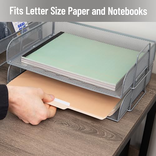 Mind Reader Stackable Paper Tray, Desktop Organizer, File Storage, Office, Metal Mesh, 2 Pcs., Silver - color: Silver