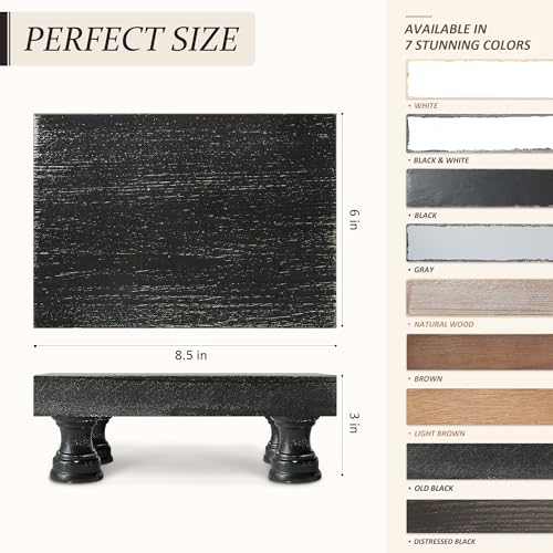 EOSAHR Stylish Rustic Pine Wood Riser Display Stand for Home Decor - Boho Pedestal Stand Can be used as Plant Stand & Cake Stand - Farmhouse Decor Bathroom Accessories Essentials(Old Black) - color: Old Black