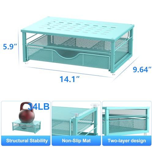 gianotter Computer Monitor Stand Riser, office organizer with Drawer, Office Organizers Storage for Classroom Office Supplies (Blue) - color: Blue
