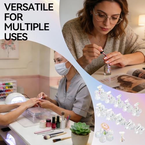 Nail Stand for Press On Fake Nails Painting Display Practice, Powerful Magnetic Nail Holder for Design, Flower Nail Stand with 200 PCS Double-Sided Tapes, Nail Tools for Home Salon - color: White Flower, size: Medium