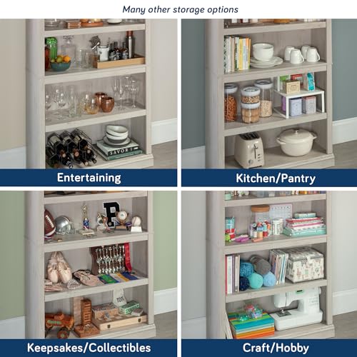 Sauder 5 Tier Book Shelf Wooden Bookcase Multipurpose Bookshelf for Home Office, Living Room, in Chalked Chestnut - color: Chalked Chestnut