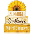 4 Pcs Sunflower Decor Faux Book Stack Blocks Farmhouse Tiered Tray Decor Summer Decorations for Home Kitchen Table Rustic Sunflower Kitchen Decor - style: Sunflower