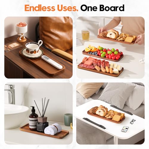 Small Solid Acacia Wood Serving Trays and Platters - Wooden Mini Charcuterie Boards, Rectangle Cheese Board for Food, Bathroom, Home Decor, Kitchen Counter,S,(10"x5.5", 1 Pack) - size: 10" x 5.5" x 0.6"