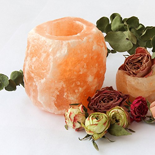 Himalayan Glow Hand Carved Himalayan Salt Candle Holders, Home Decor Item Great as a Night Light (Pack of 2) - size: 1 Count (Pack of 2)