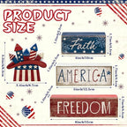CroBlissful 4 Pcs 4th of July Decorations Patriotic Memorial Day Tabletop Decorations Red White Blue Table Centerpieces Sign for Office Tiered Tray Home Shelf 250th Anniversary(Independence Day Hat) - style: Independence Day Hat