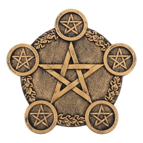 Star Candle Holder Pentacle Altar Plate Resin Tealight Holder Tray Witchcraft Altar Supplies for Witchcraft Wiccan Tarot Supplies