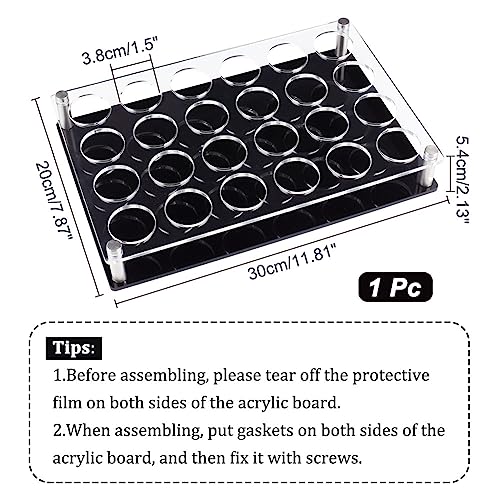 NBEADS 24 Shot Glass Tray Holder, Bar Acrylic Shot Glasses Holders Wine Glass Cup Serving Tray Cups Organizer Shot Glass Display Bar Accessories for Party, Bar, Club, Hole: 1.5" - color: Clear&black 24 Shot -- Hole: 1.5"