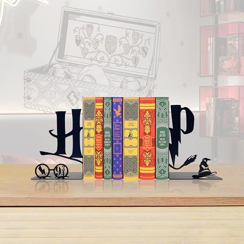 H&P Decorative Bookends – Modern Kids Book Stopper for Shelves, Nook Desk Accessories, and Home Decor