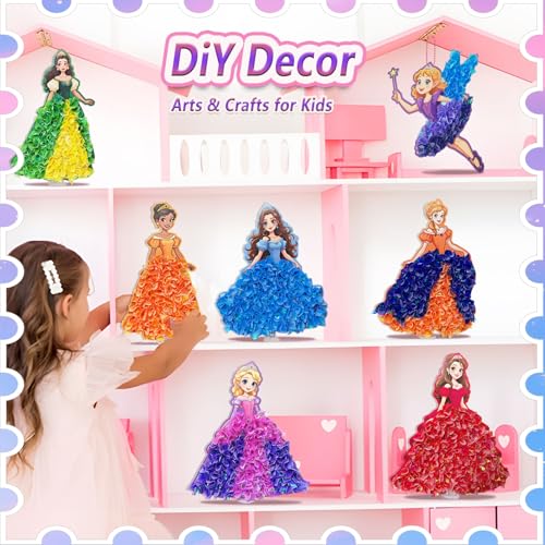 JRD&BS WINL Poke in Art Kit for Kids Toys Age 3-12 Year Old 3D Creative Princesses for Girls Birthday Gifts for 3 4 5 6 7 8 9Year Old Boy DIY Craft Art Kit for Teens Beginner Kids(Princesses) - style: princess