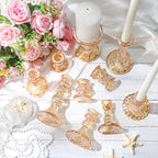 Mumufy 10 Pcs Glass Crystal Taper Candle Holders Clear Glass Candlestick Holder Fit 0.8 Inch Candles Crystal Decorative Candle Stand Centerpiece Table Wedding Dining Party (Classic,Gold) - color: Gold