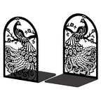 Peacoblue Metal Bookends for Shelves, Modern Decorative Heavy Duty Study Book Support Stoppers for Office, Desk, Shelf, Room 5.3"x4.3"x7.9" Cast Iron Simple Tall Bookends, 1 Pair (Peacock) - style: Peacock