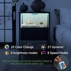 BOLUO Black Nightstand with Charging Station, LED Night Stand with Fabric Drawers and Shelf, Bedside Table with USB Ports and Outlets, Bedroom Nightstand Modern - color: B.black
