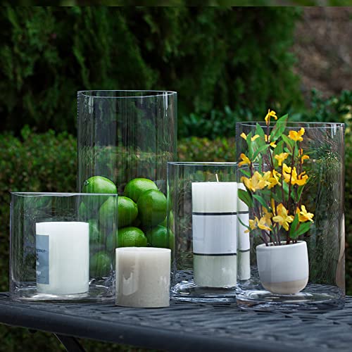 Enova Floral Cylinder Glass Vase - 6 x 12 Inches Round Large Flower Vase, Tall Pillar Candle Holder for Floating Candles and Flowers, Wedding Centerpiece (1 Piece) - size: 6H