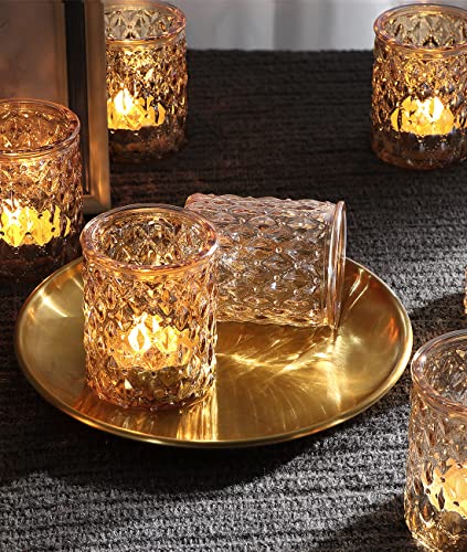 36 Pcs Gold Votive Candle Holders, Tealight Candle Holder Glass for Table Centerpieces, Gold Candle Holders for Wedding Decor, Bridal Shower & Home Parties Supplies Decor - color: Gold