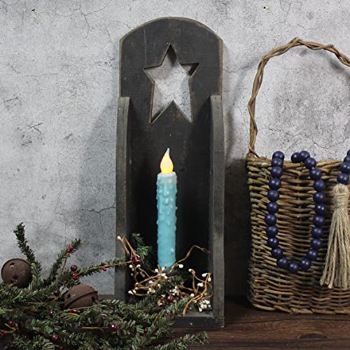CVHOMEDECO. Real Wax Hand Dipped Battery Operated LED Timer Taper Candles Rustic Primitive Flameless Lights Decor, 6-3/4 Inch, Teal, 3 PCS in a Package - color: Teal 3 Pcs
