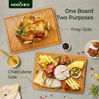 Keechee Bamboo Cutting Board, Reversible Wood Cutting Boards for Kitchen with Juice Grooves, Atelier Collection Handcrafted Large Serving Tray, Luxury Housewarming Wedding Gifts for New Home - size: Set of 3 (M+L+XL)